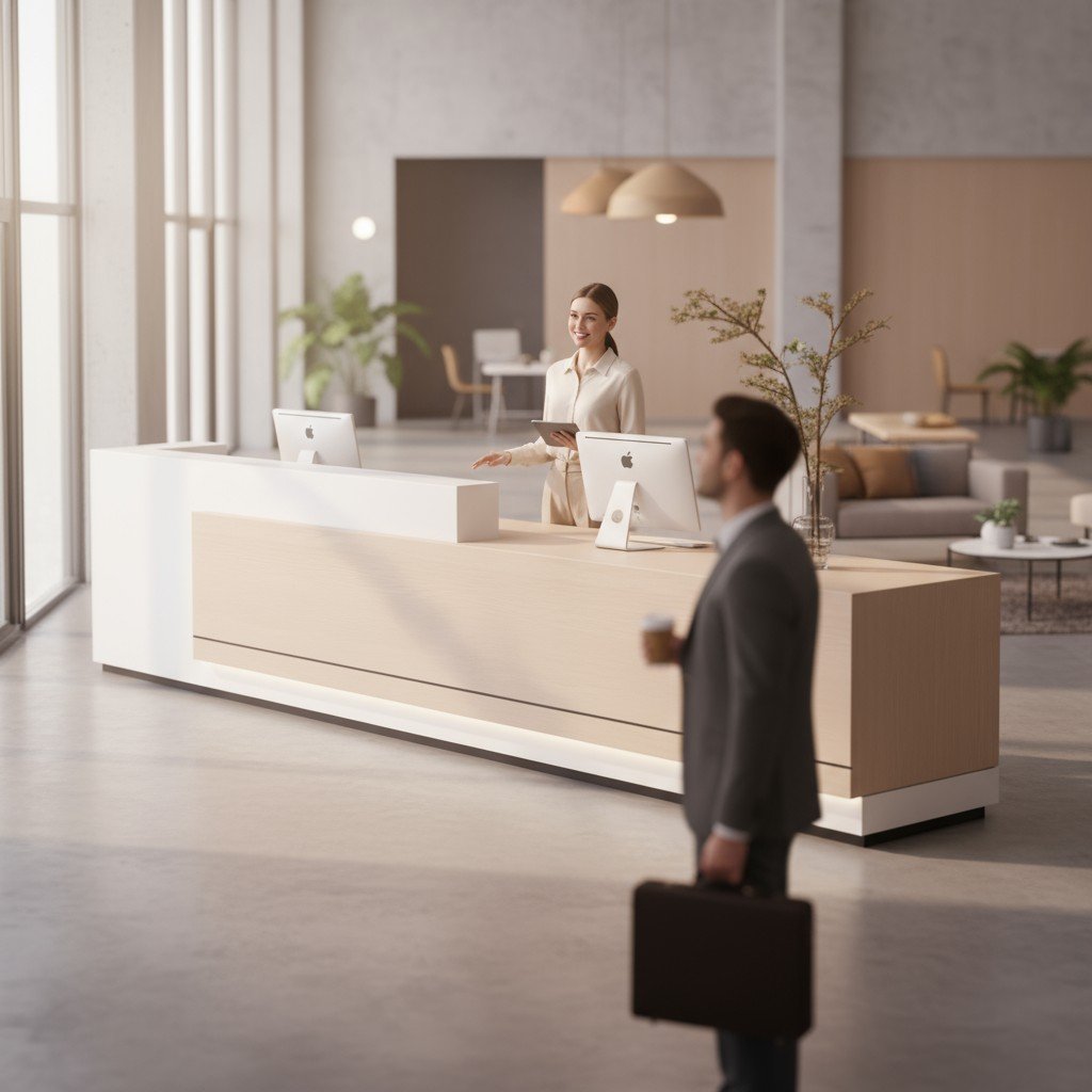 Quầy lễ tân chữ L sang trọng giá rẻ cho khách sạn cao cấp