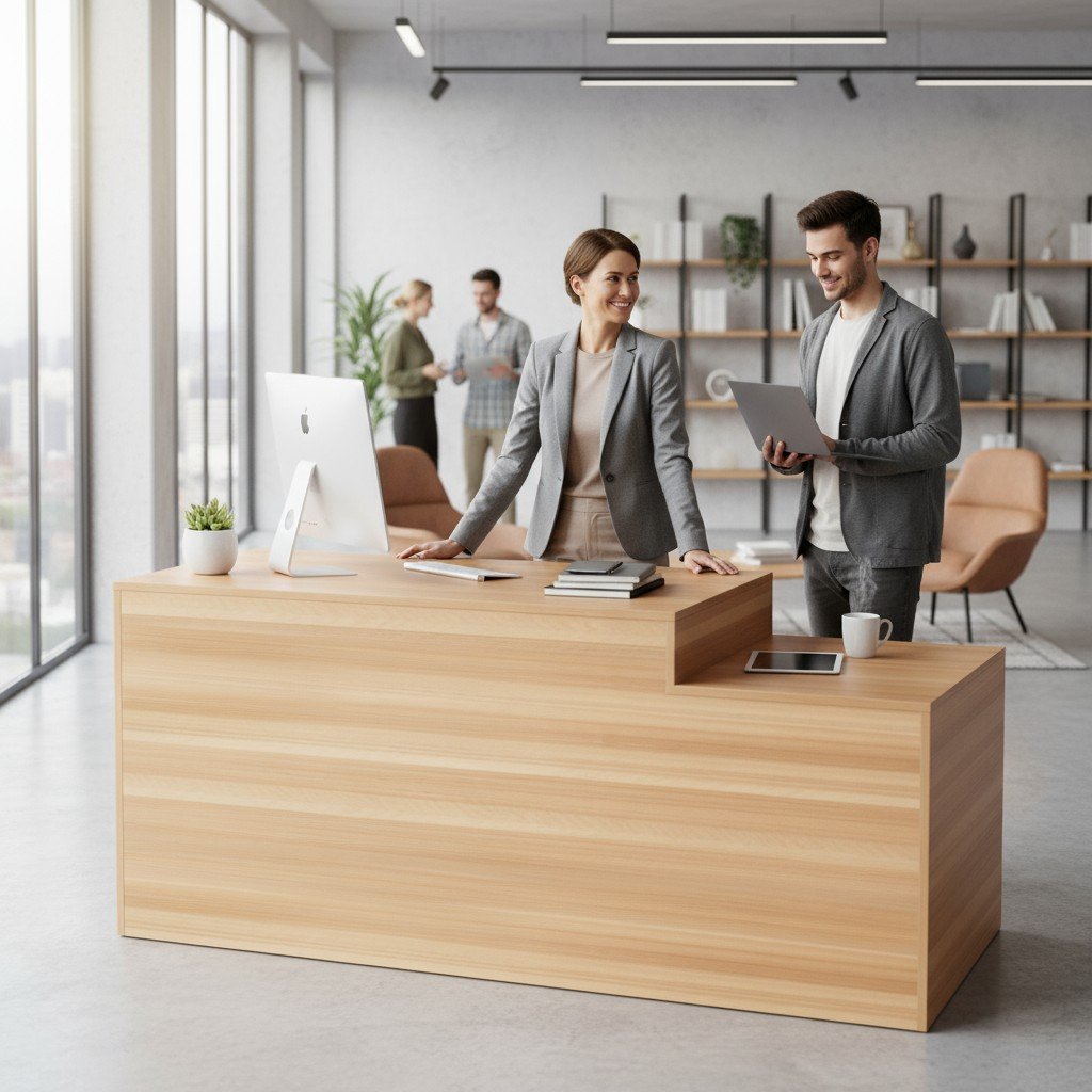 Quầy lễ tân chữ L sang trọng giá rẻ cho khách sạn cao cấp