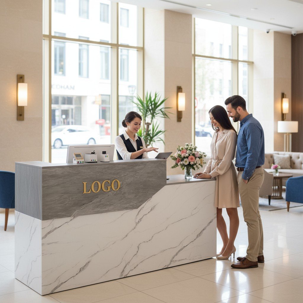 Quầy tiếp tân gỗ công nghiệp MDF chống ẩm giá tốt