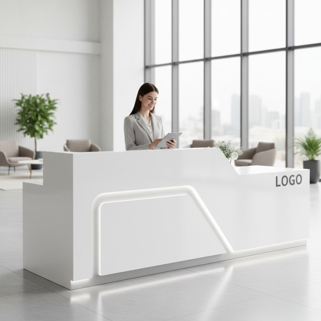 Thiết kế quầy lễ tân nhỏ có ngăn kéo tiện lợi