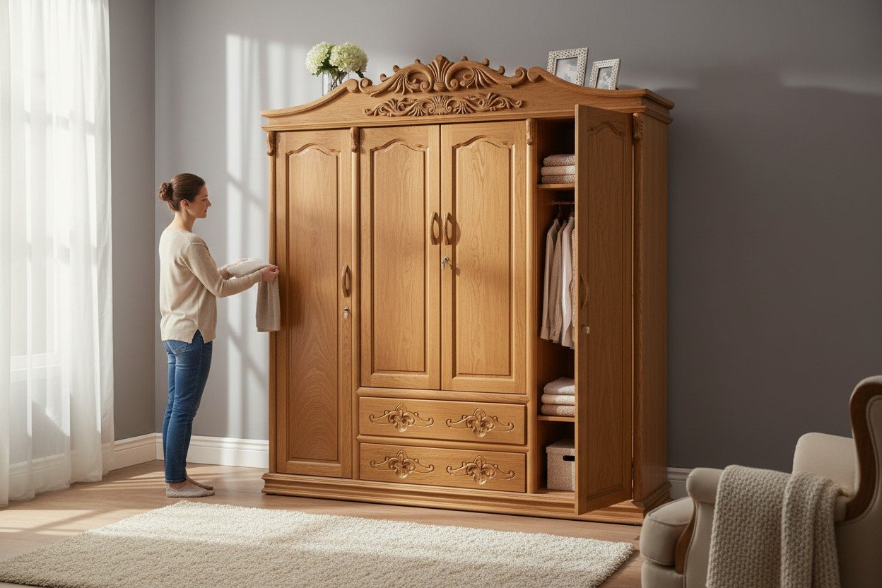 Showroom tủ quần áo gỗ tự nhiên đa dạng mẫu mã tại Thái Bình