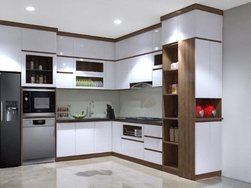 Thi công lắp đặt tủ rượu âm tường vào hốc tường bếp