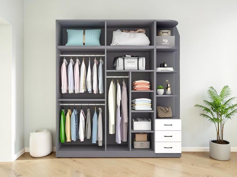 Nơi bán tủ quần áo gỗ đẹp giá rẻ nhất TPHCM Chi tiết bề mặt sơn phủ PU bóng đẹp trên tủ quần áo gỗ