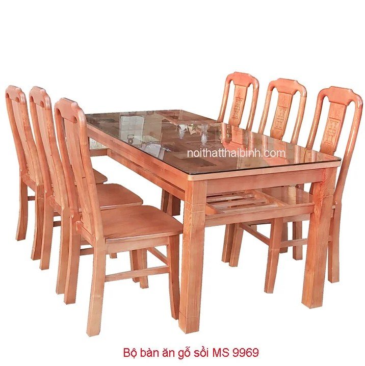 Bộ bàn ăn gỗ sồi MS 9969 Giá bán = 10.500.000 đ - Tặng kính mặt bàn 1m6 dầy 8ly Bộ bàn ăn gỗ sồi
