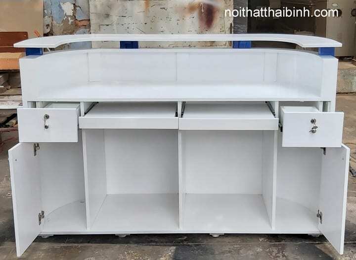 Bàn quầy lễ tân đẹp MS 9967 9 Quầy lễ tân bo góc hình chữ C