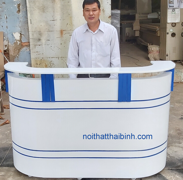 Bàn quầy lễ tân đẹp MS 9967 8 Quầy tiếp tân bo góc