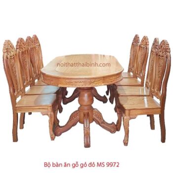 Bộ bàn ăn gỗ gỏ đỏ 8 ghế