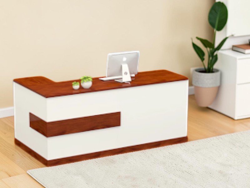 Không gian sảnh lắp đặt hoàn thiện quầy lễ tân giá rẻ hcm