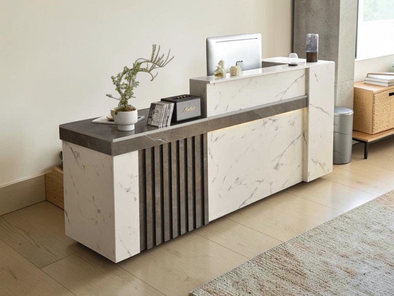 Quầy lễ tân phong cách hiện đại tối giản đường nét thẳng