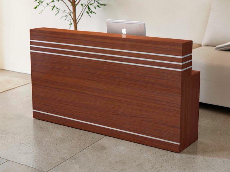 Quầy lễ tân oval cong mềm mại tạo điểm nhấn sảnh đón khách