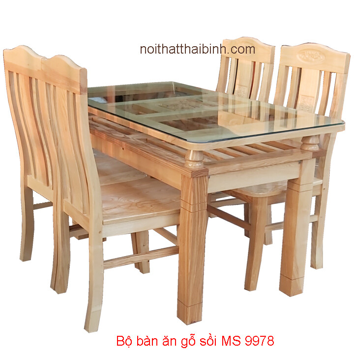 Bộ bàn ăn gỗ sồi 4 ghế chất lượng cao, bền đẹp theo thời gian