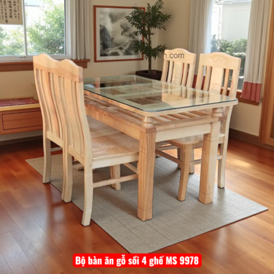Bộ bàn ăn gỗ sồi hiện đại 4 ghế