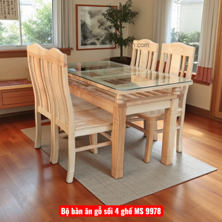Bộ bàn ăn gỗ sồi hiện đại 4 ghế