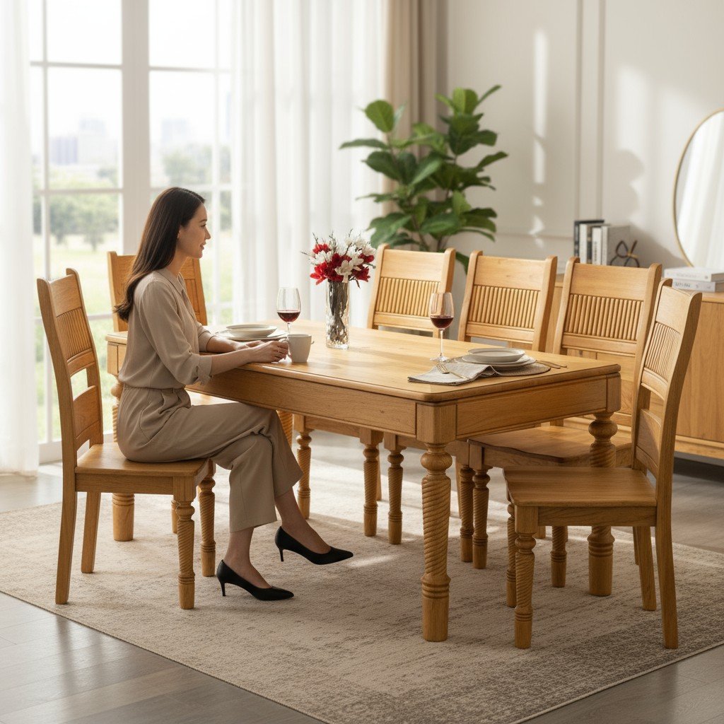 Ghế ăn tân cổ điển bọc vải nhung cao cấp tay vịn chạm khắc tinh xảo