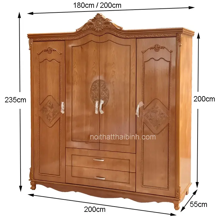 Tủ quần áo cao cấp MS 9981 Giá bán = 10.000.000 đ 6 Kích thước tủ quần áo gỗ công nghiệp đẹp