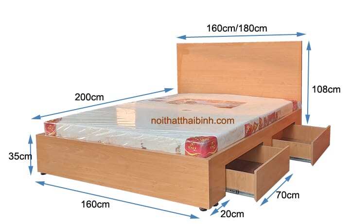 Kích thước giường ngủ có hộc kéo