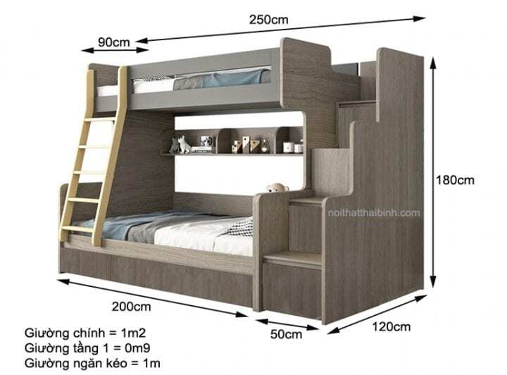 Kích thước giường tầng trẻ em hiện đại