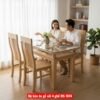 Bộ bàn ăn gỗ sồi 4 ghế MS 1074