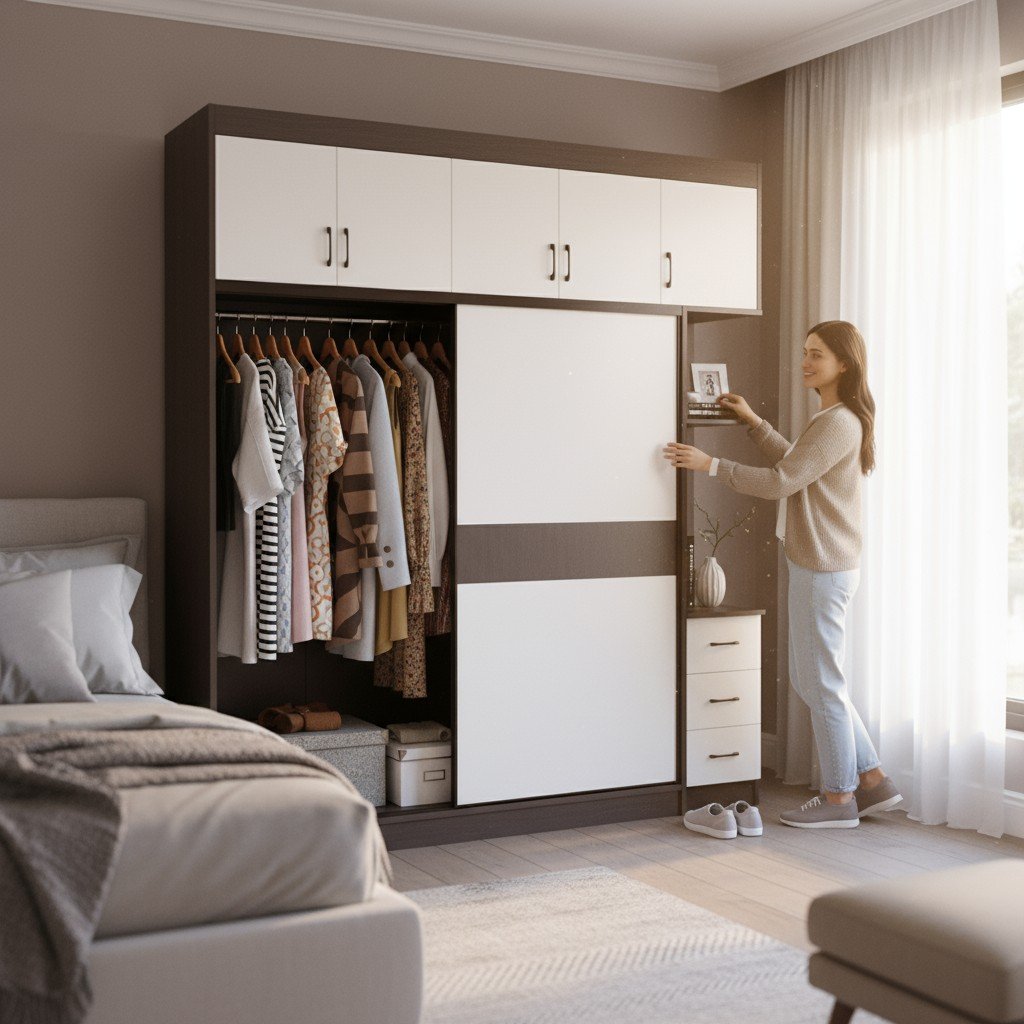 Tủ Quần Áo Cửa Lùa Đẹp - Giải Pháp Hoàn Hảo Cho Không Gian Hiện Đại 18 Nội thất tủ quần áo cửa lùa đẹp với ngăn kéo và thanh treo thông minh