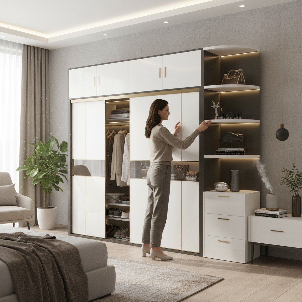 Tủ Quần Áo Cửa Lùa Đẹp - Giải Pháp Hoàn Hảo Cho Không Gian Hiện Đại 17 Tủ quần áo cánh kính trượt trong suốt phong cách luxury