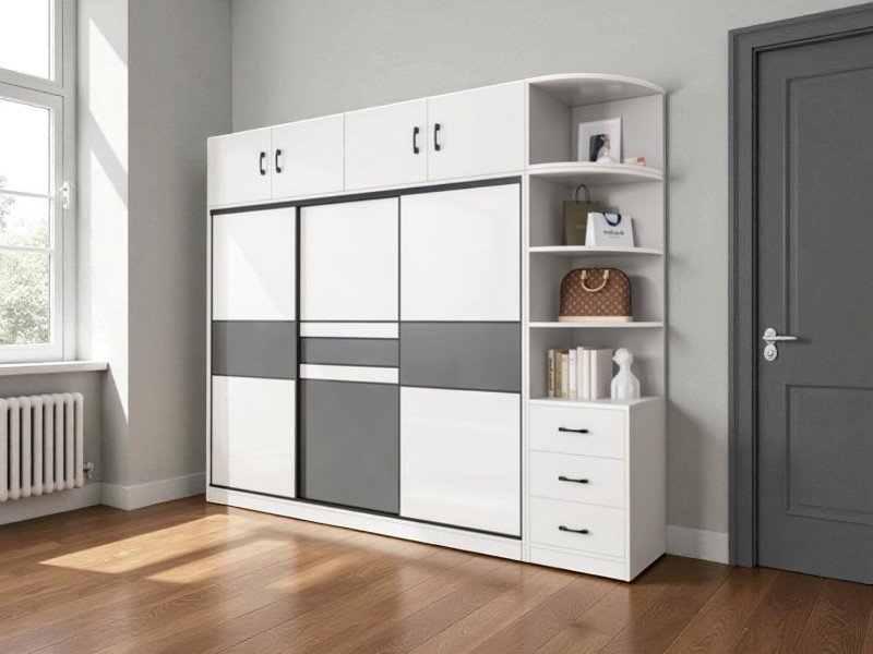 Tủ Quần Áo Cửa Lùa Đẹp - Giải Pháp Hoàn Hảo Cho Không Gian Hiện Đại 11 Tủ quần áo cửa lùa đẹp 2 cánh màu trắng hiện đại cho phòng ngủ nhỏ