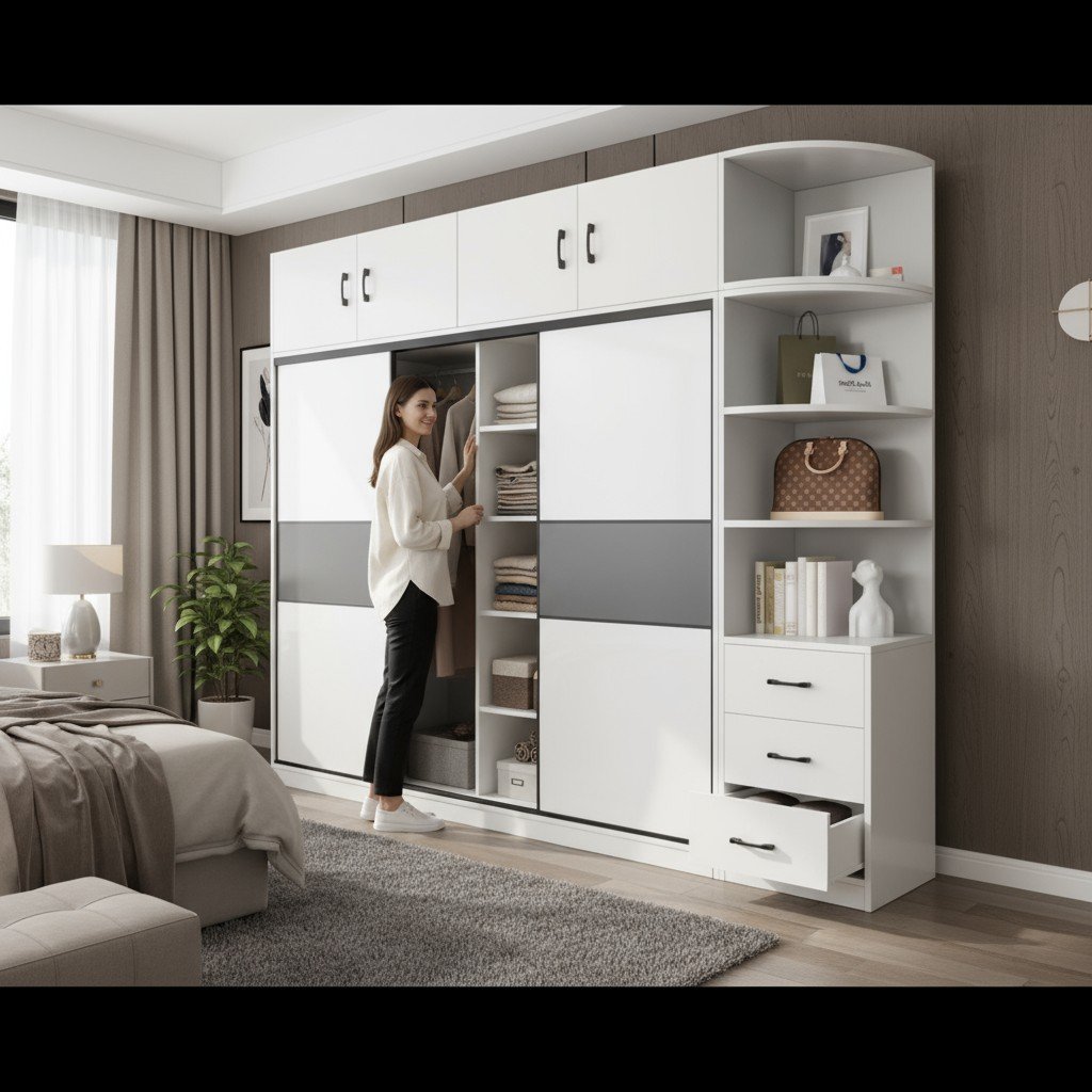 Tủ Quần Áo Cửa Lùa Đẹp - Giải Pháp Hoàn Hảo Cho Không Gian Hiện Đại 10 Tủ quần áo cửa lùa đẹp 2 cánh màu trắng hiện đại cho phòng ngủ nhỏ