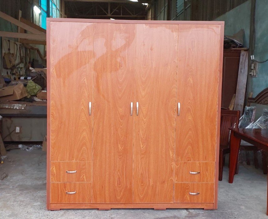 Tủ quần áo phủ melamine | Giá bán = 6.500.000 đ | >>Video Tủ quần áo phủ melamine cửa mở kết hợp gương lớn