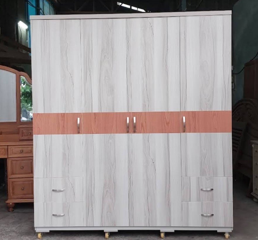 Tủ quần áo phủ melamine | Giá bán = 6.500.000 đ | >>Video Bản lề giảm chấn và ray trượt lắp trong tủ quần áo phủ melamine
