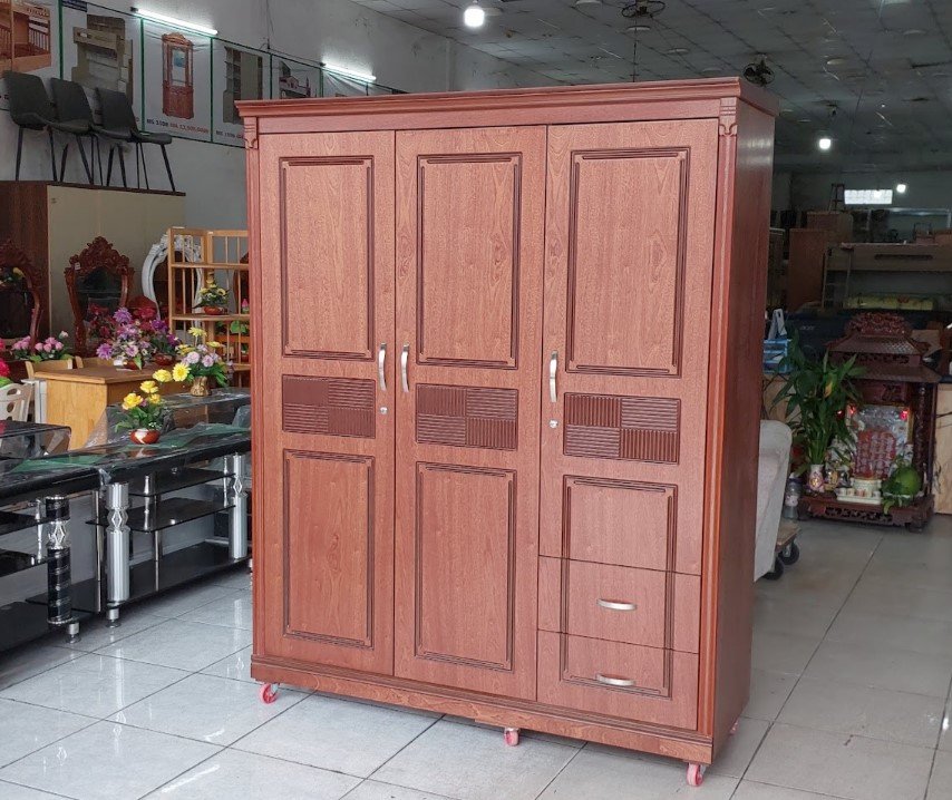 Tủ quần áo phủ melamine | Giá bán = 6.500.000 đ | >>Video Nội thất bên trong tủ quần áo phủ melamine với ngăn kéo và thanh treo