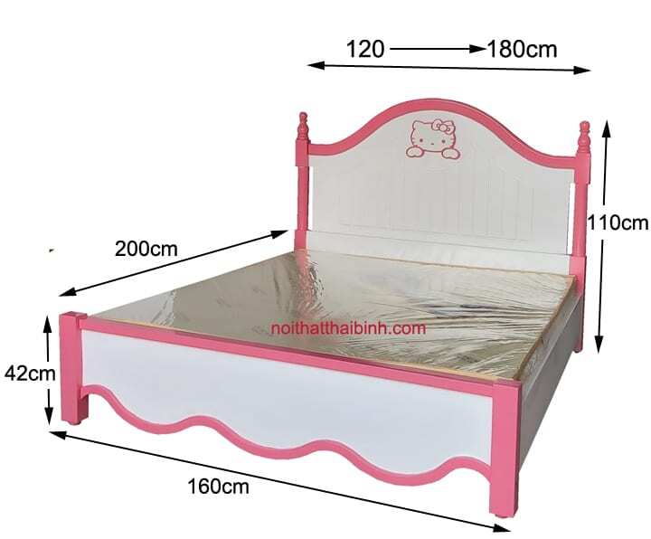 Kích thước giường ngủ Hello Kitty màu hồng