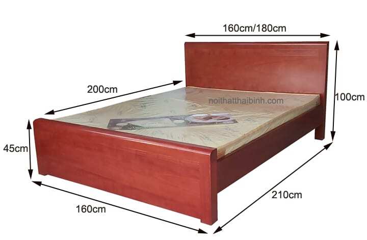Kích thước giường ngủ tự nhiên gỗ gội