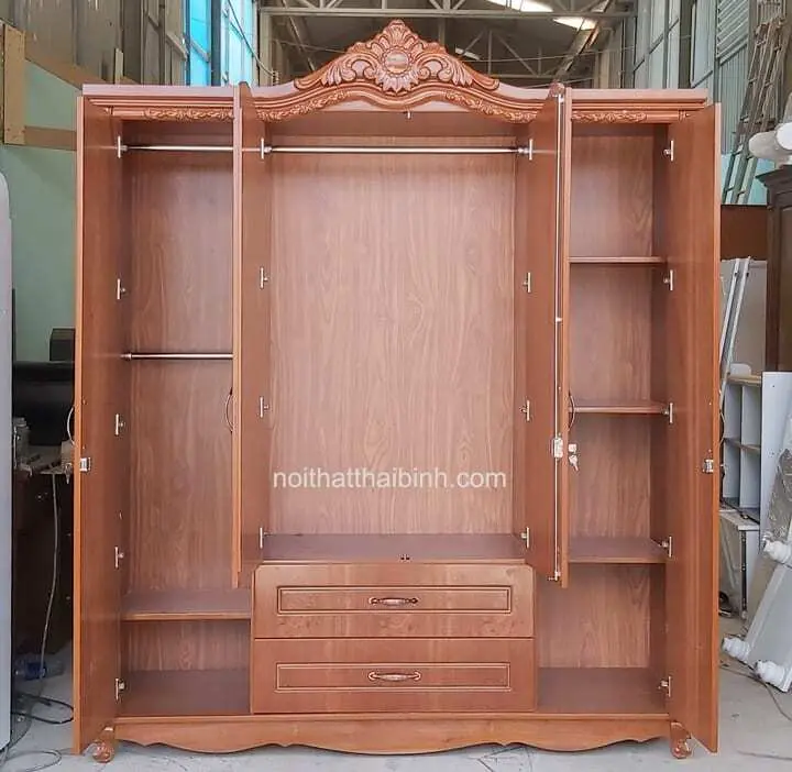 Tủ quần áo đẹp chất lượng MS 1086 Giá bán = 10.000.000 đ 9 Bên trong tủ quần áo mẫu đẹp giá rẻ hcm