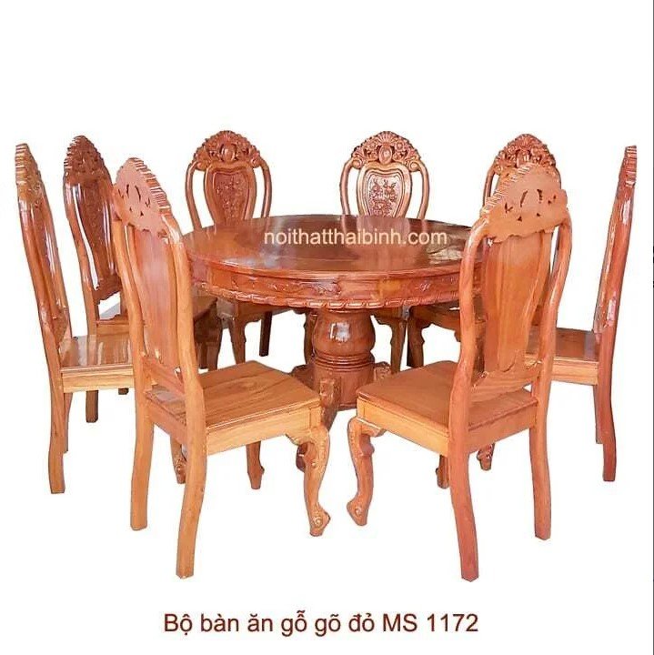 Bộ bàn ăn tròn gỗ gõ đỏ - 8 ghế MS 1172 Giá bán = 41.000.000đ giảm còn= 37.000.000 đ Bộ bàn ăn tròn gỗ gõ đỏ 8 ghế