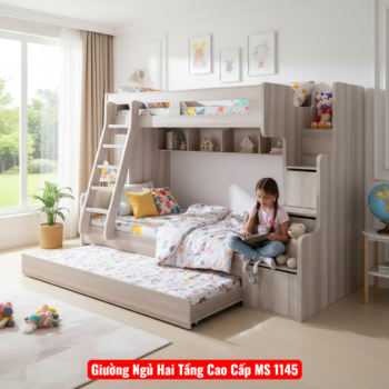 Thiết kế giường ngủ hai tầng chắc chắn, an toàn cho trẻ em