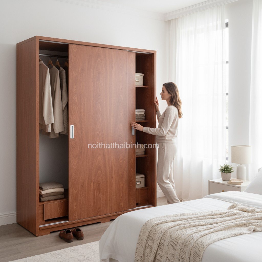 Tủ quần áo cửa lùa hiện đại tphcm MS 1131 6 Tủ quần áo cửa lùa MDF lõi xanh hiện đại