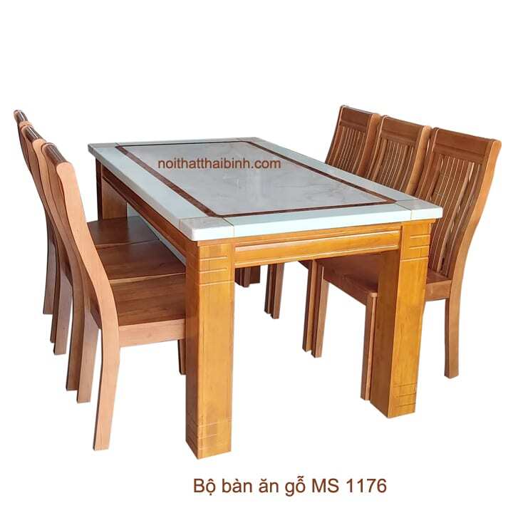 Bộ bàn ăn gỗ 6 ghế mặt đá ho không gian phòng ăn của bạn thêm hiện đại