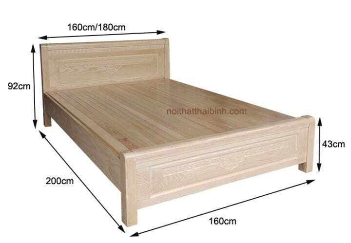 Kích thước giường ngủ gỗ tự nhiên vạt phản