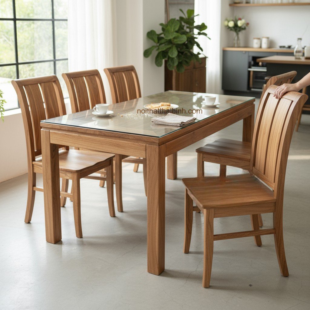Bộ bàn ăn gỗ 6 ghế cao cấp MS 1205