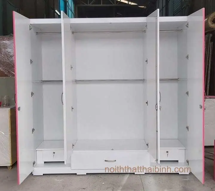 Tủ quần áo phối hồng trắng 2m thiết kế đơn giản 5 Tủ quần áo phối hồng trắng