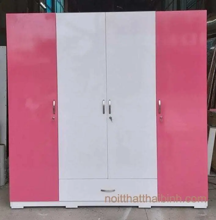 Tủ quần áo phối hồng trắng 2m thiết kế đơn giản 3 Tủ quần áo phối hồng trắng