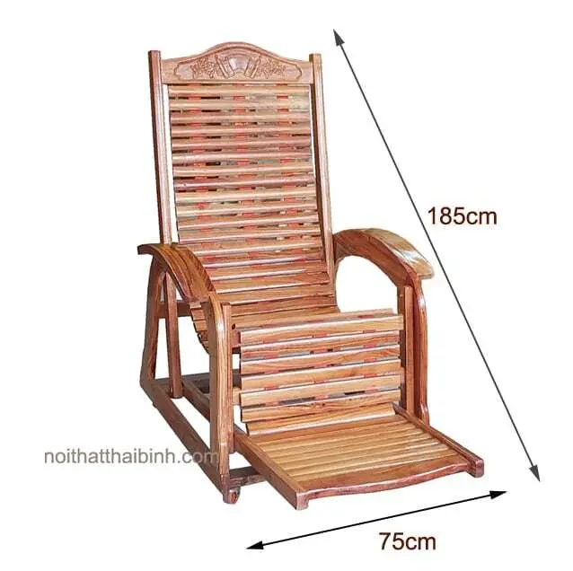 Ghế thư giãn gỗ căm xe MS 1253 Giá bán = 3.700.000 đ giảm còn = 3.000.000 đ 6 Kích thước ghế thư giãn gỗ hương