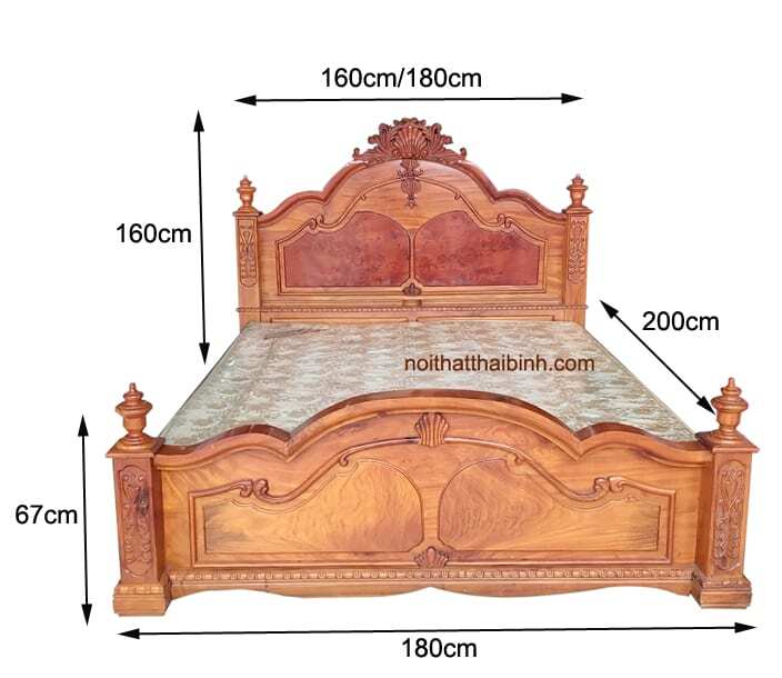 Kích thước giường ngủ gỗ gõ đỏ chất lượng