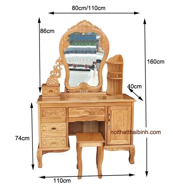 Kích thước bàn trang điểm gỗ tự nhiên cao cấp