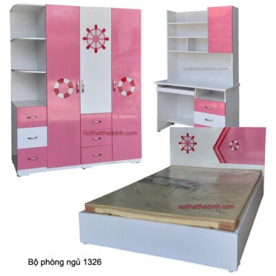 Bộ phòng ngủ đẹp màu hồng