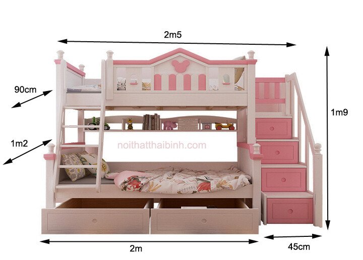 Giường tầng dành cho bé MS 1298 Giá bán = 15.500.000đ giảm còn = 13.500.000đ