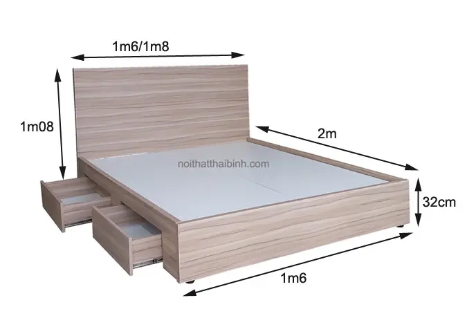 Kích thước giường ngủ 1m6 có ngăn kéo Kích thước giường ngủ 1m6 có ngăn kéo