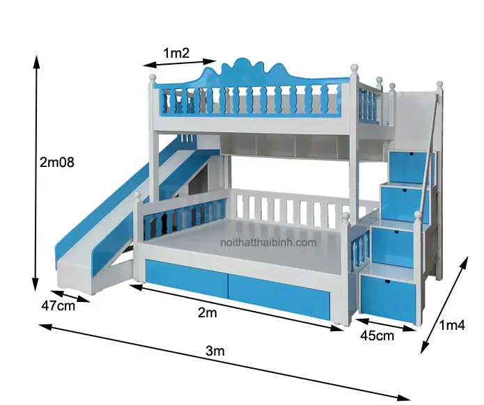 Kích thước giường tầng có cầu trượt Kích thước giường tầng có cầu trượt