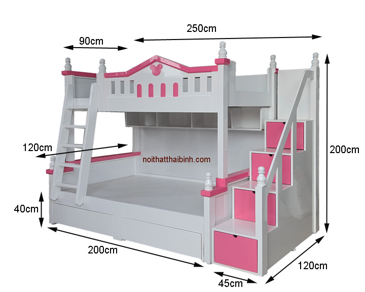 Kích thước giường 2 tầng cho trẻ em