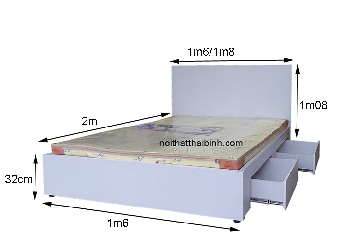 Kích thước giường ngủ có hộc kéo để đồ