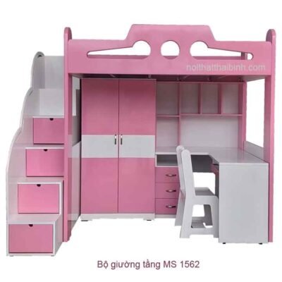 Bộ giường tầng tủ áo bàn học cho bé